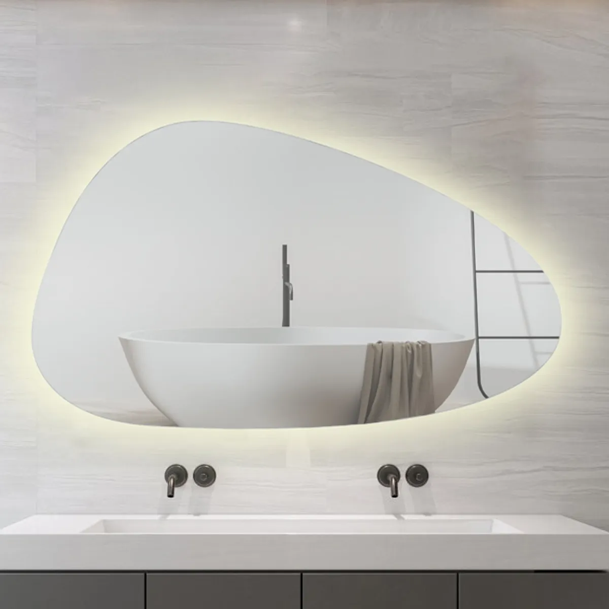 Badnor Melissa 120cm mbl.pk m/dobbel servant (97520) Sandy speil m/lys