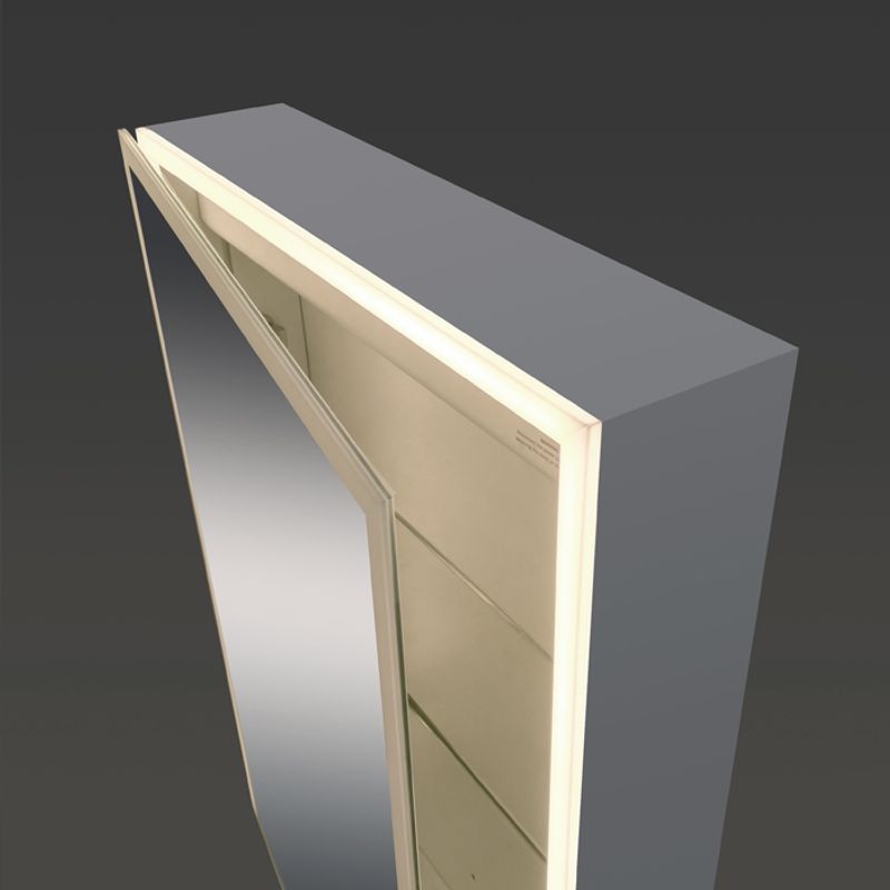Badnor Linnie speilskap (50cm) alu, m/ stikk og LED-belysning