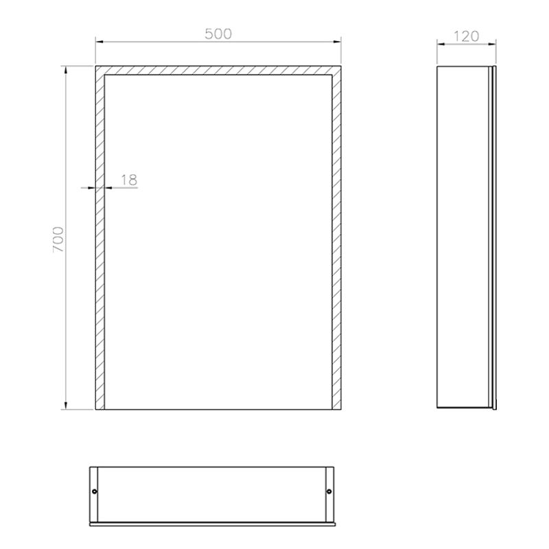 Badnor Linnie speilskap (50cm) alu, m/ stikk og LED-belysning