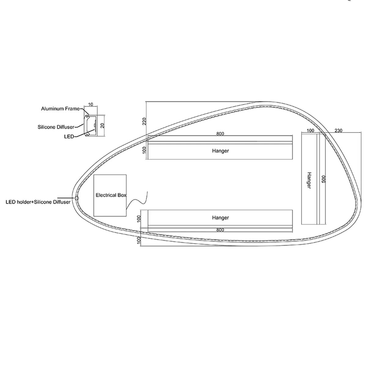 Badnor Melissa 150+40cm mbl.pk (97631) Sandy speil m/lys