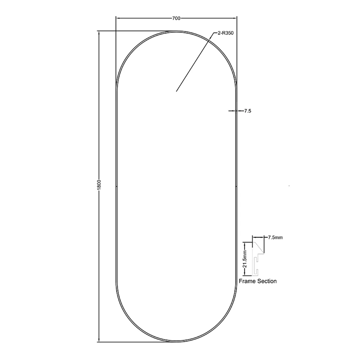 Badnor Melissa 180+40cm mbl.pk (97741) Sienna speil m/lys