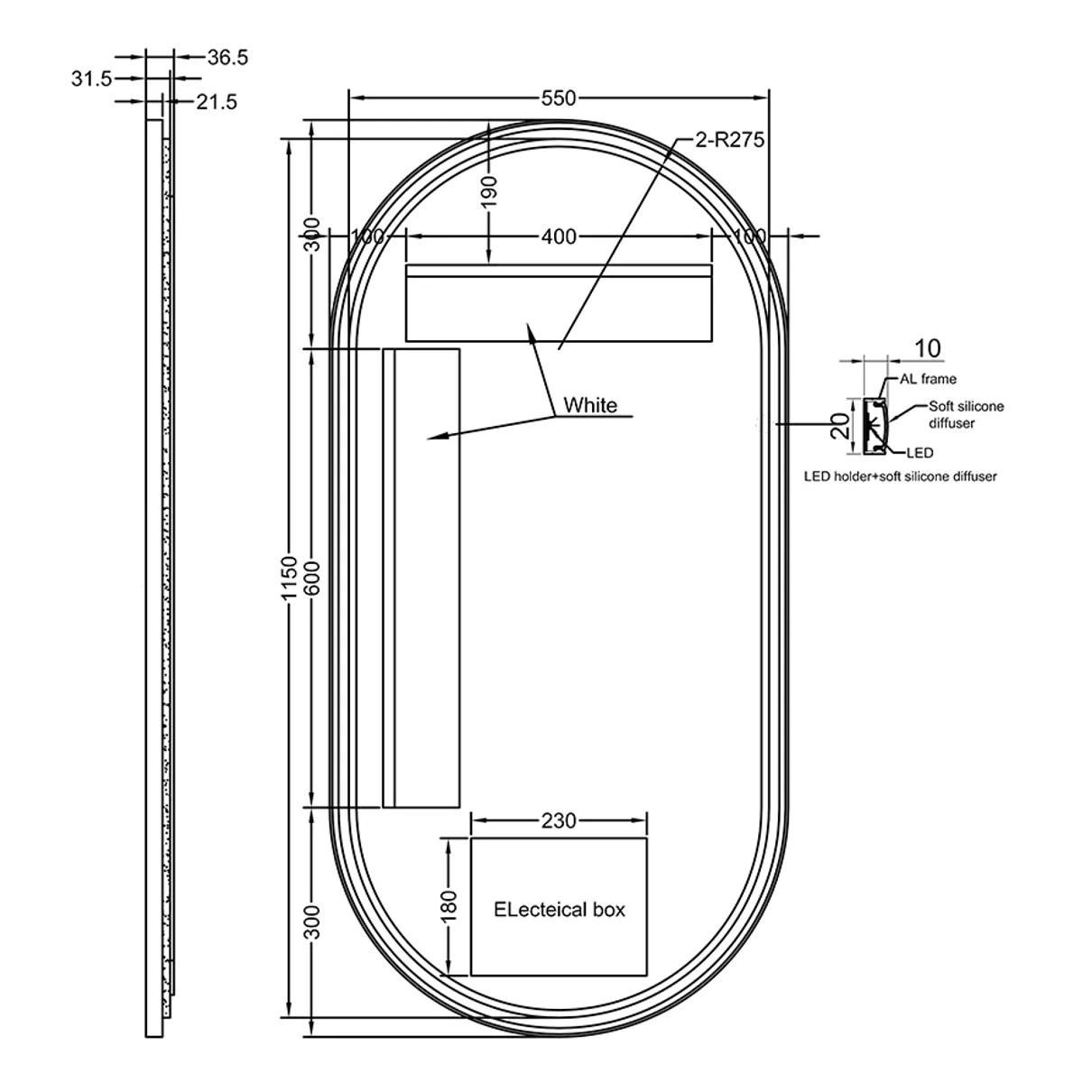 Badnor Melissa 120+40cm mbl.pk m/enkel servant (98411) Sienna speil m/lys