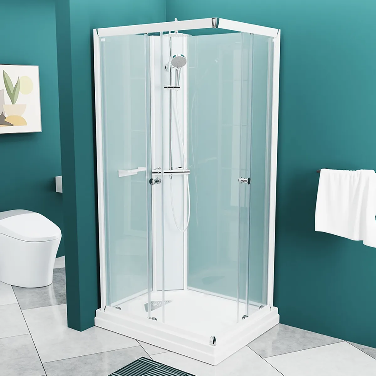 Badnor Nordica White lux 8-1 dusjkabinett 100x80cm m/takdusjsett