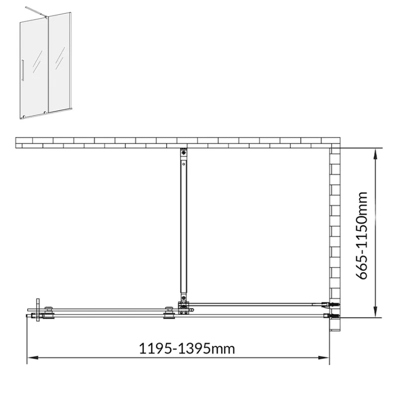 Badnor Køhler ll Walk-in m/skyvedør - 120-140cm - matt sort
