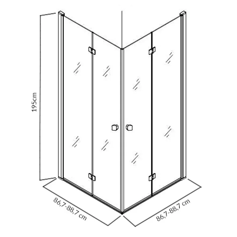 Pyxis dusjhjørne foldedører 90x90cm, krom