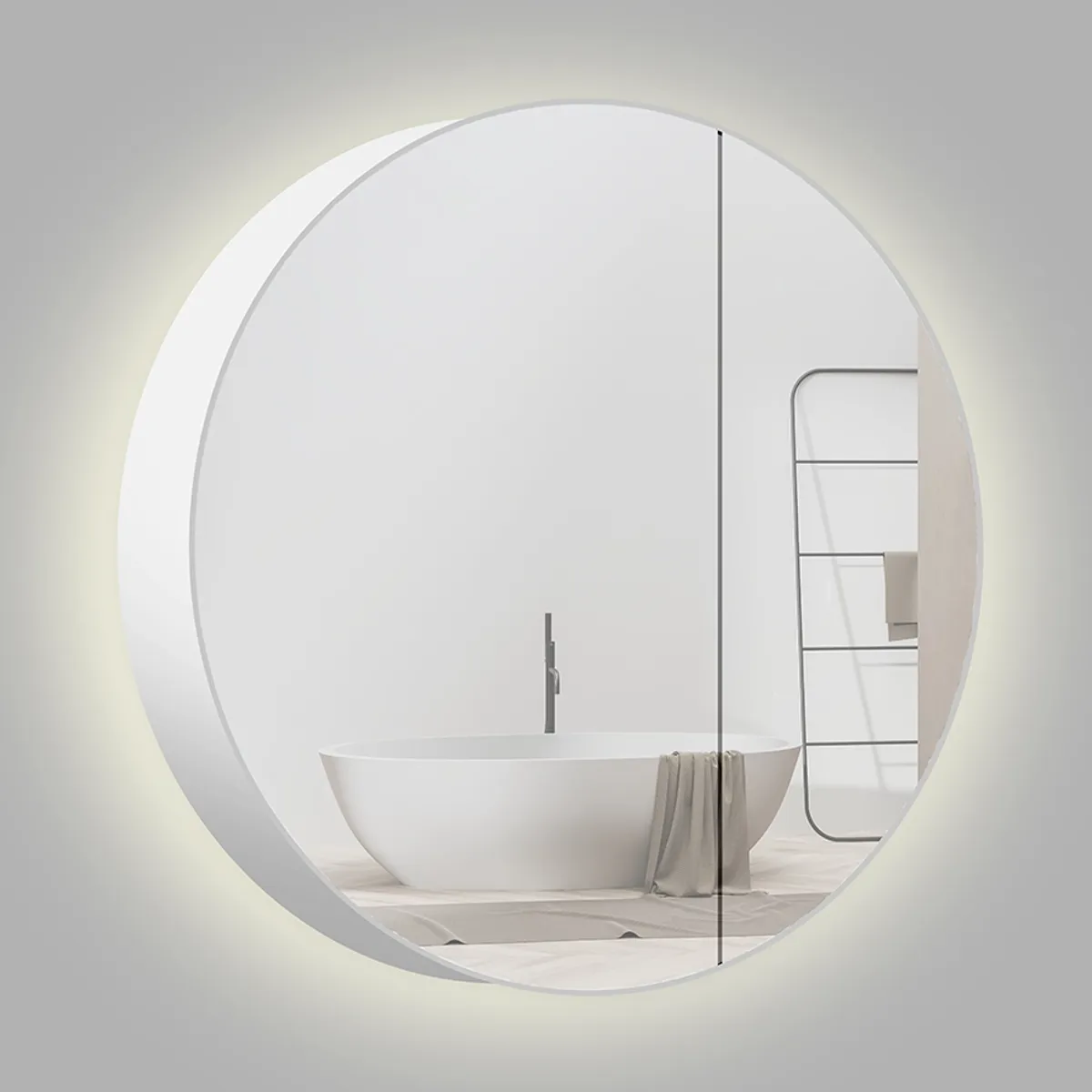Badnor Leon RUNDT SPEILSKAP (100cm) m/ LED- belysning - hvit