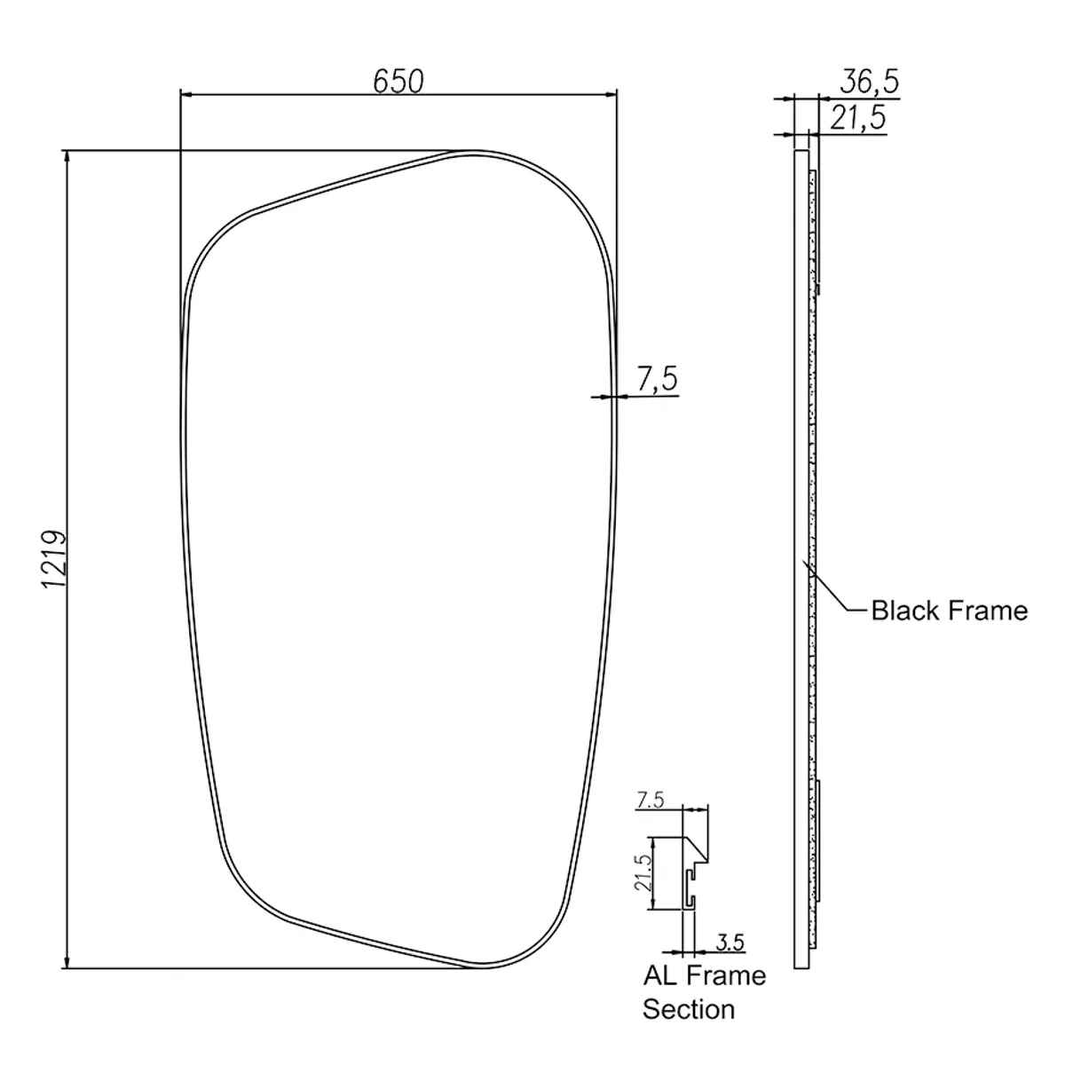 Badnor Melissa 60cm mbl.pk (98110) Loretta speil m/lys