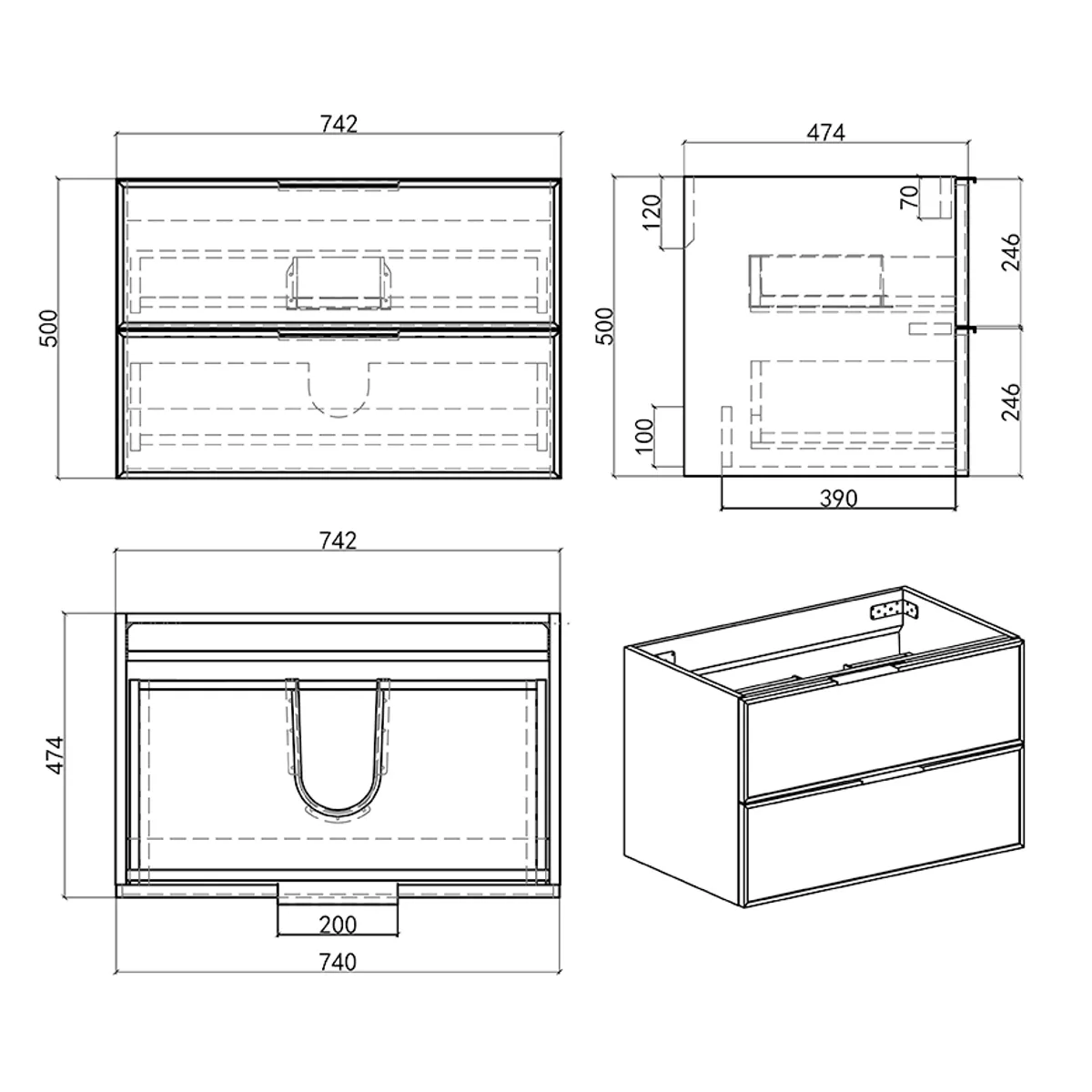Badnor Melissa 75+40cm mbl.pk (98231) Leah speilskap m/lys