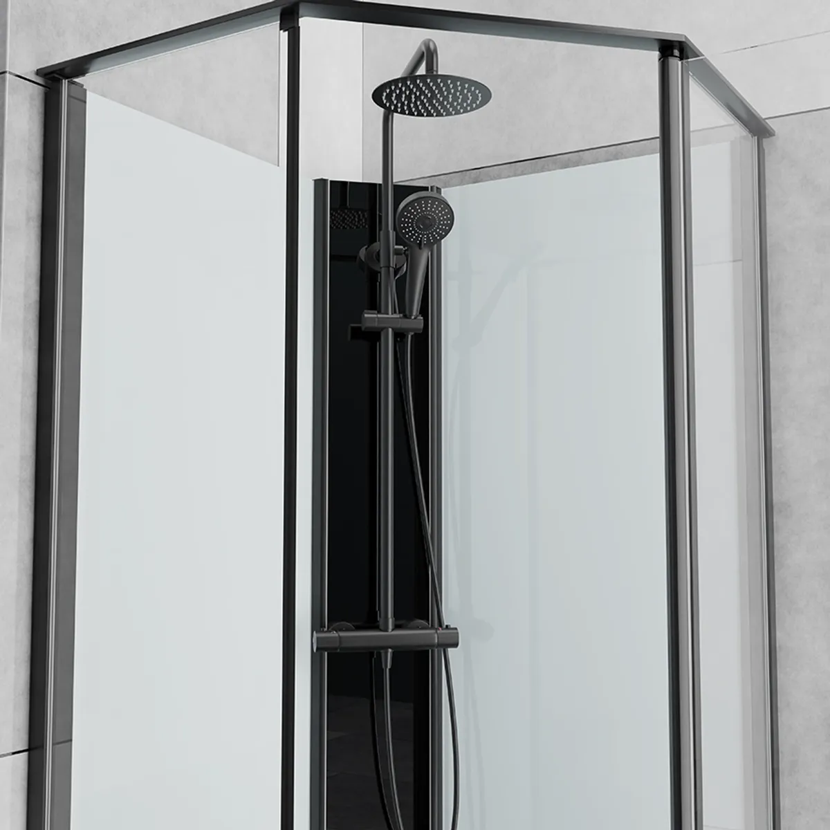 Badnor Scandia Black lux 7-3 dusjkabinett 100x100cm m/takdusjset