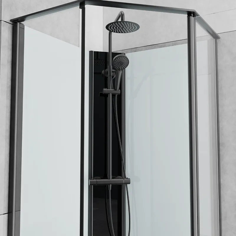 Badnor Scandia Black lux 7-3 dusjkabinett 100x100cm m/takdusjset