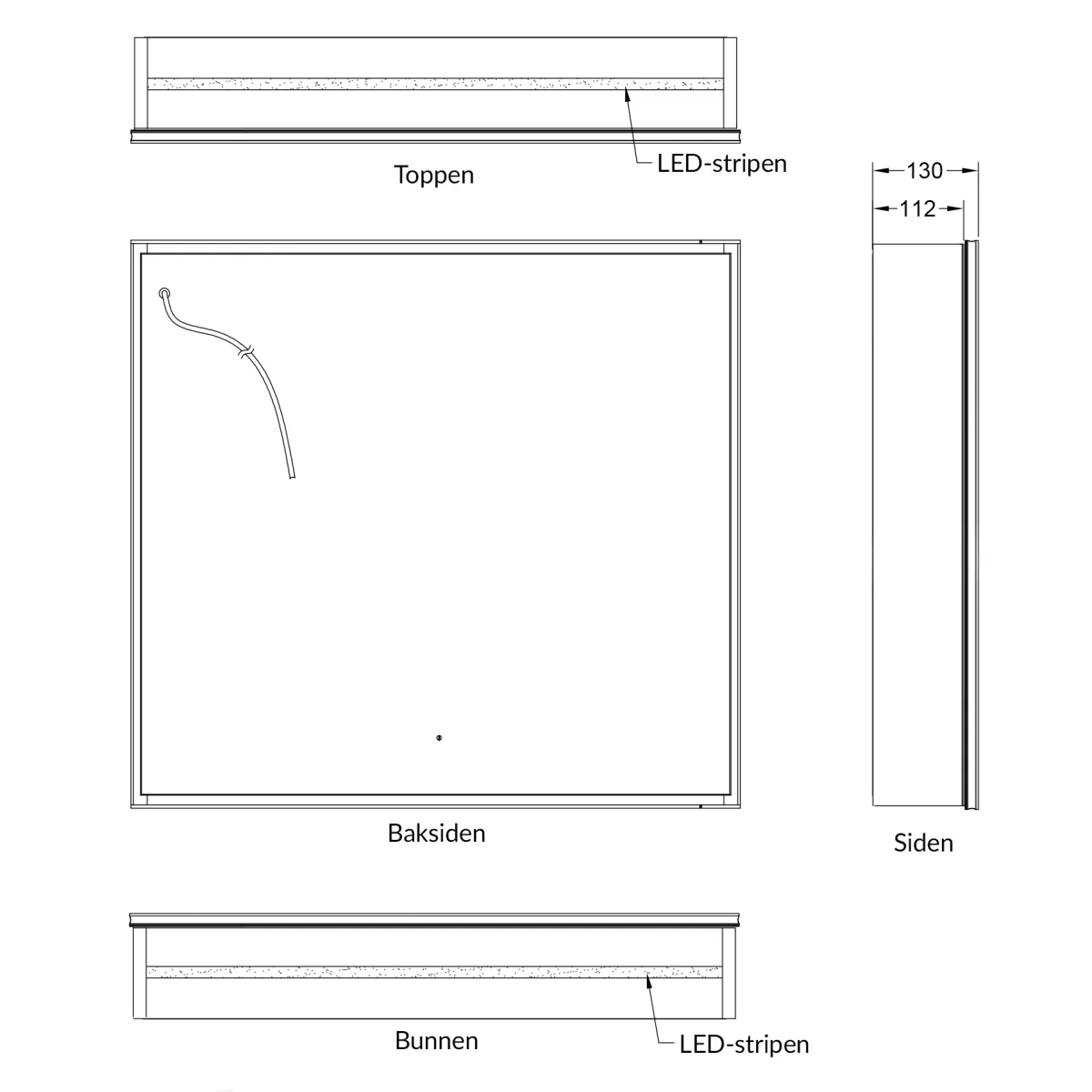 Badnor Maiken 80+40cm mbl.pk. (9418) Lilly speilskap m/lys