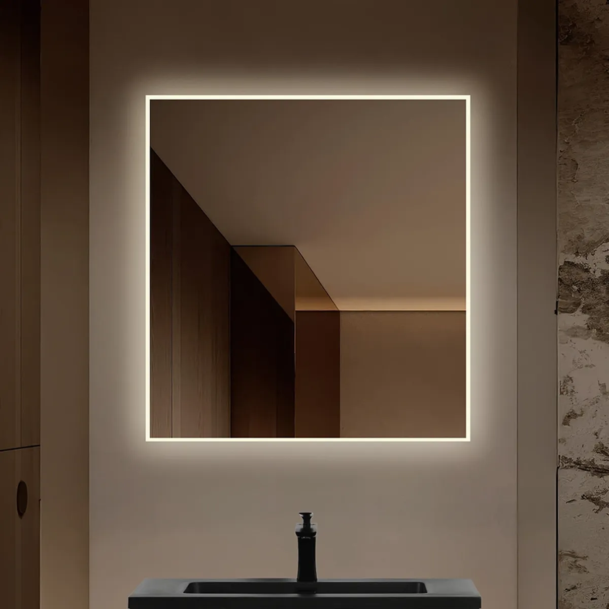 Badnor Lotte baderomsspeil (75x80cm) med LED-belysning