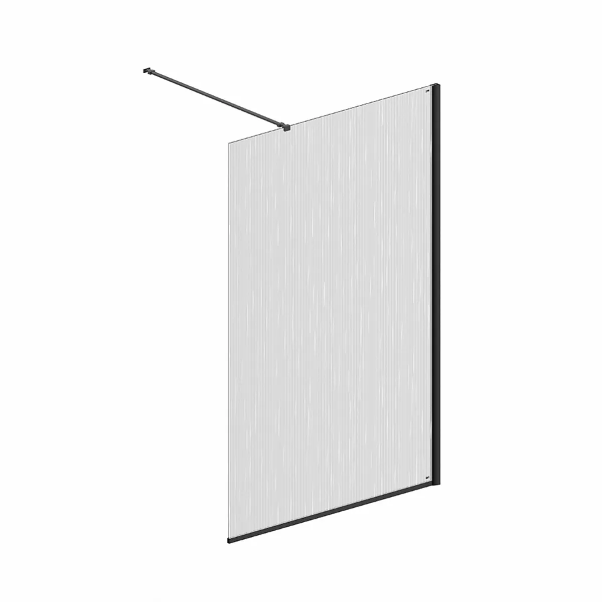 Badnor Shildon dusjvegg/walk-in hjørne - MATT SORT - WHITE STRING glassfelt - 125cm