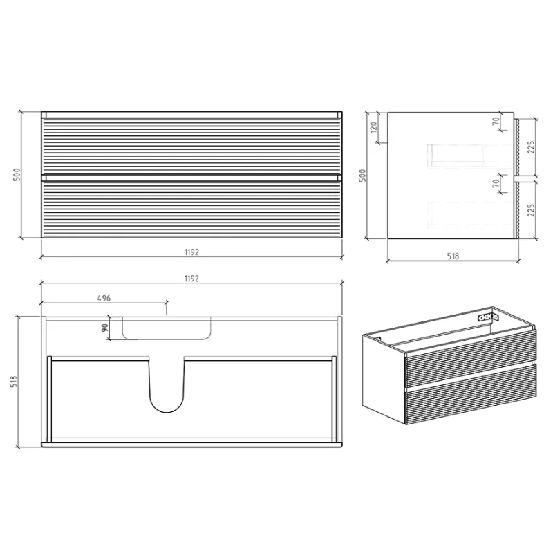 Badnor Maiken 120cm mbl.pk (9604) Saga speil m/lys