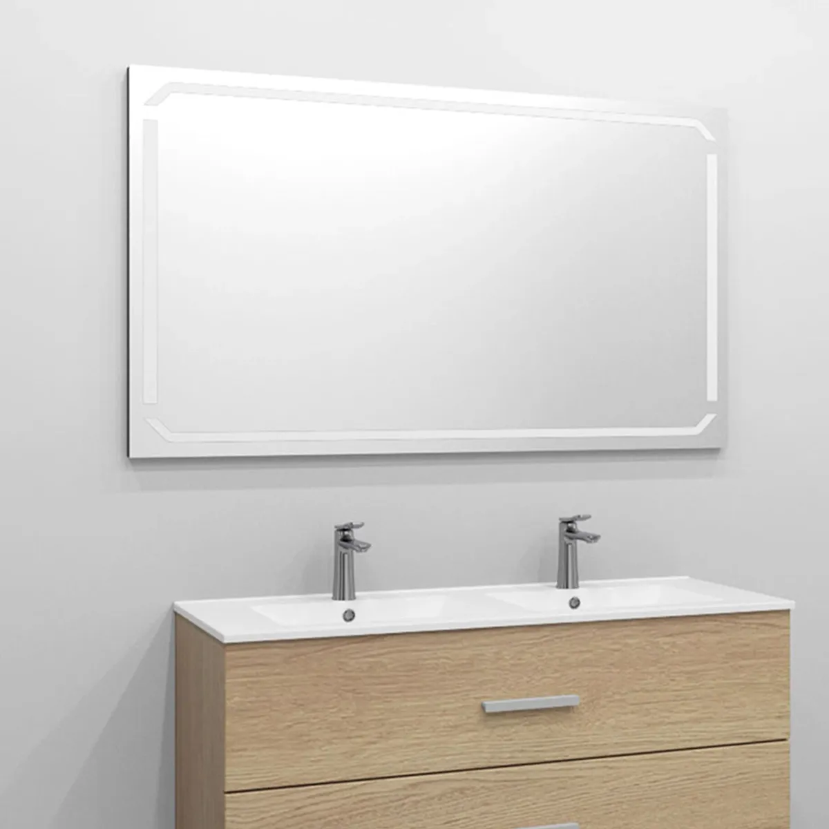 Mirage 140x80cm baderomsspeil m/LED-belysning (ghost) og antidugg