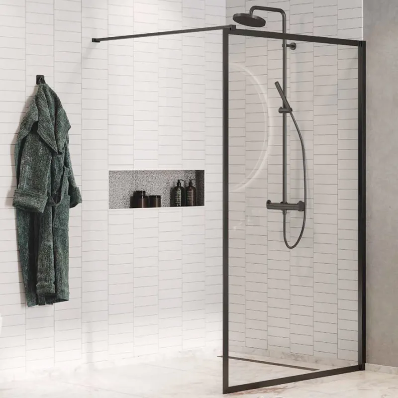 Matrix Walk-in fastfelt med sort ramme 120cm