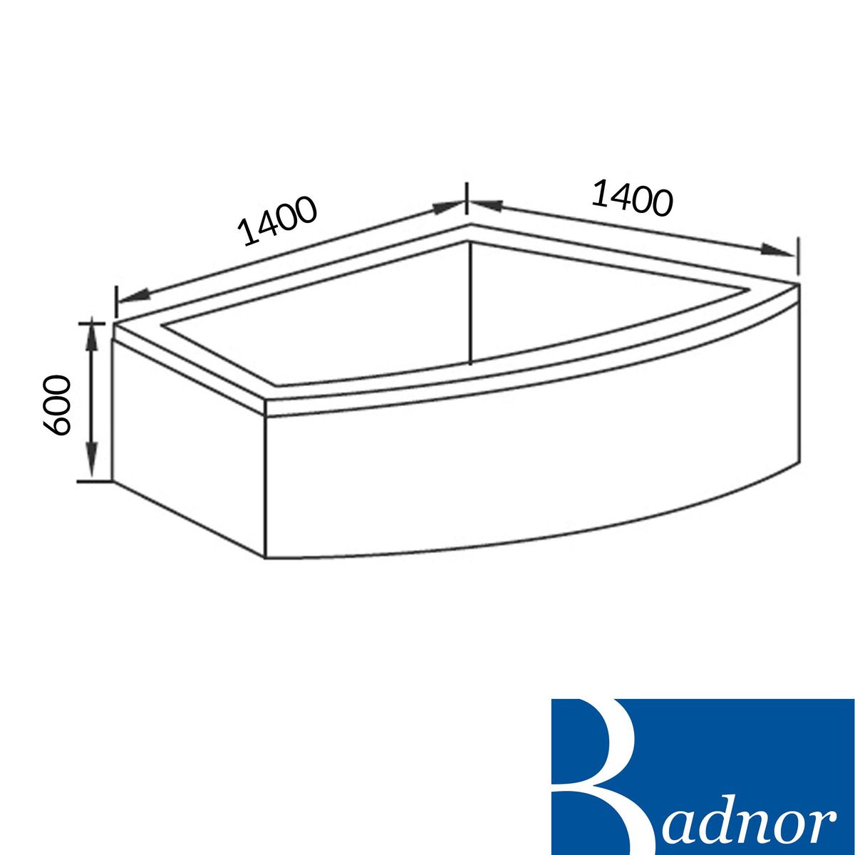 Badnor Federica II badekar m/ sort armatur 140x140cm