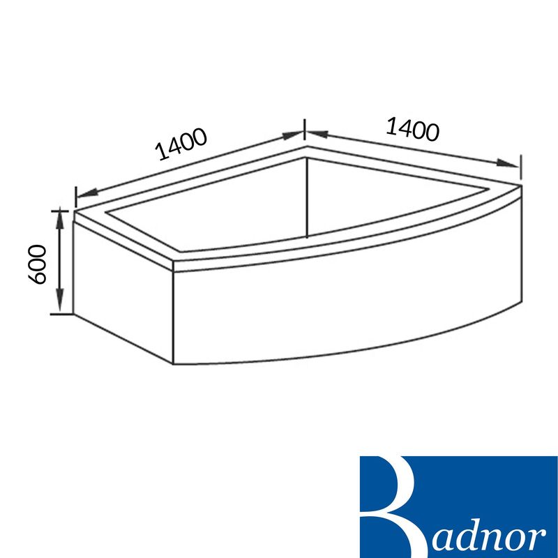 Badnor Federica II badekar m/ sort armatur 140x140cm