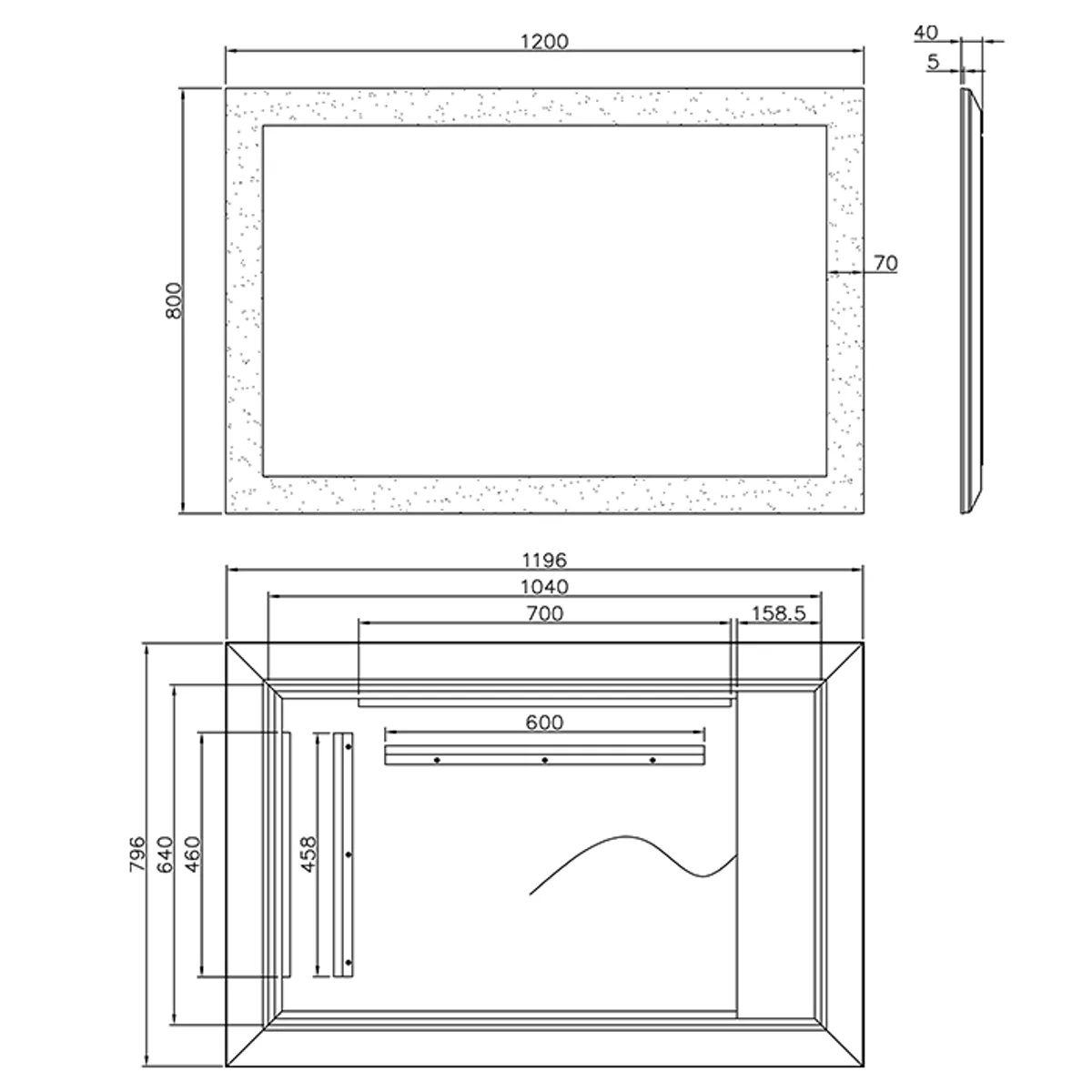 Badnor Maiken 120cm mbl.pk (9609) Lone speil m/lys