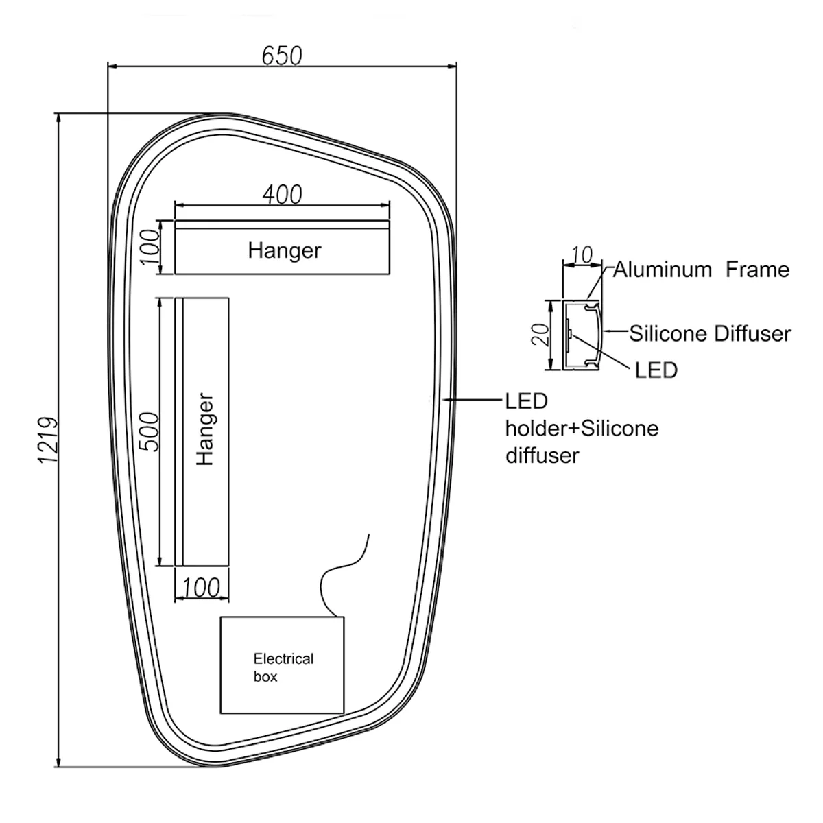 Badnor Melissa 90cm mbl.pk (98330) Loretta speil m/lys