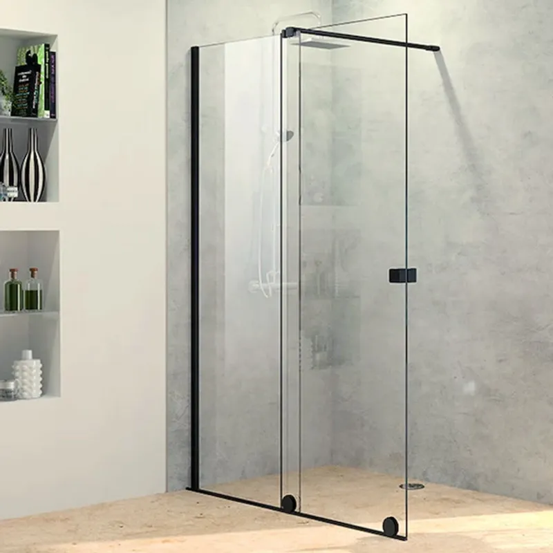 PureDay Walk-in 110-120cm fastfelt og skyvedør (sort matt)