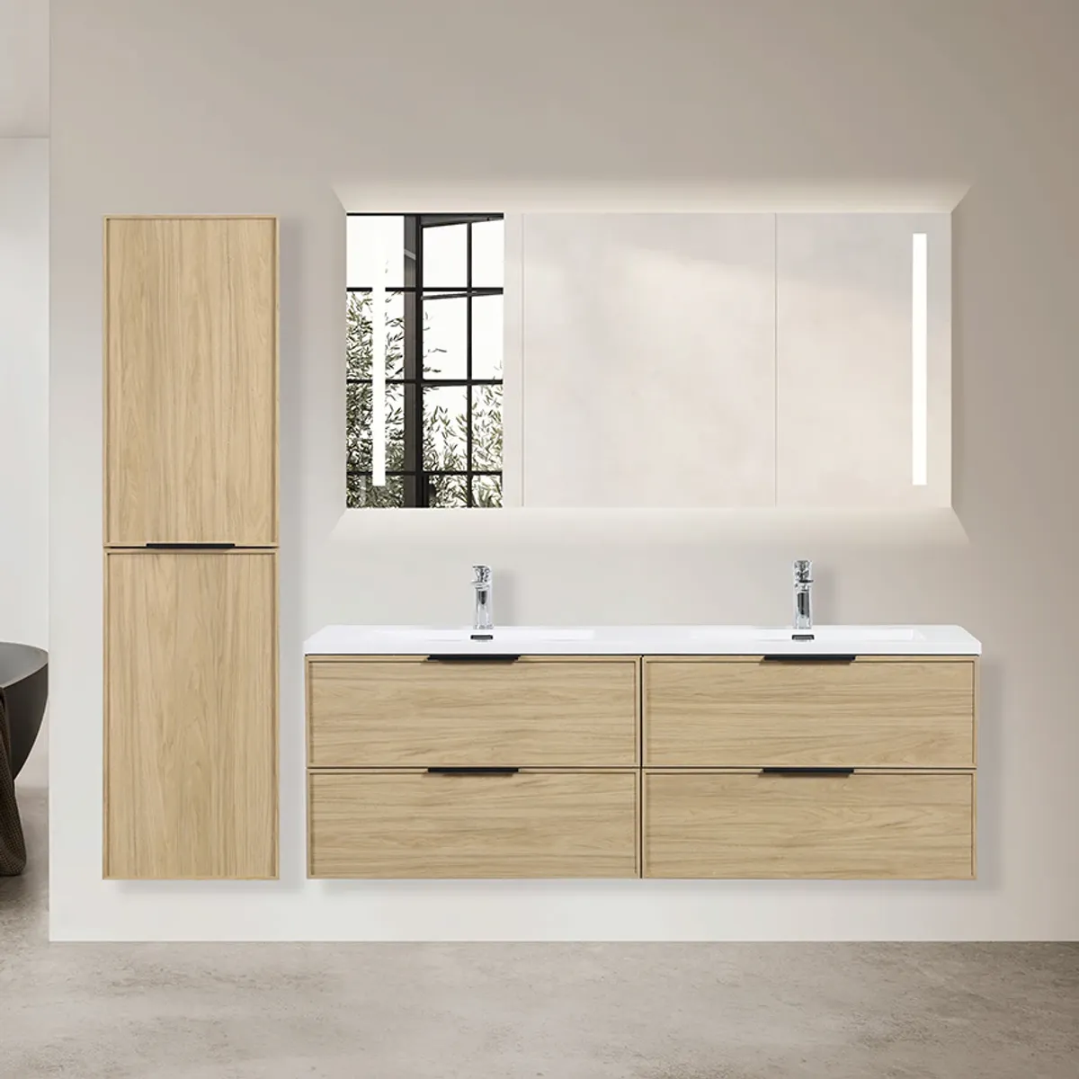 Badnor Melissa 150+40cm mbl.pk (97621) Lilly speilskap m/lys