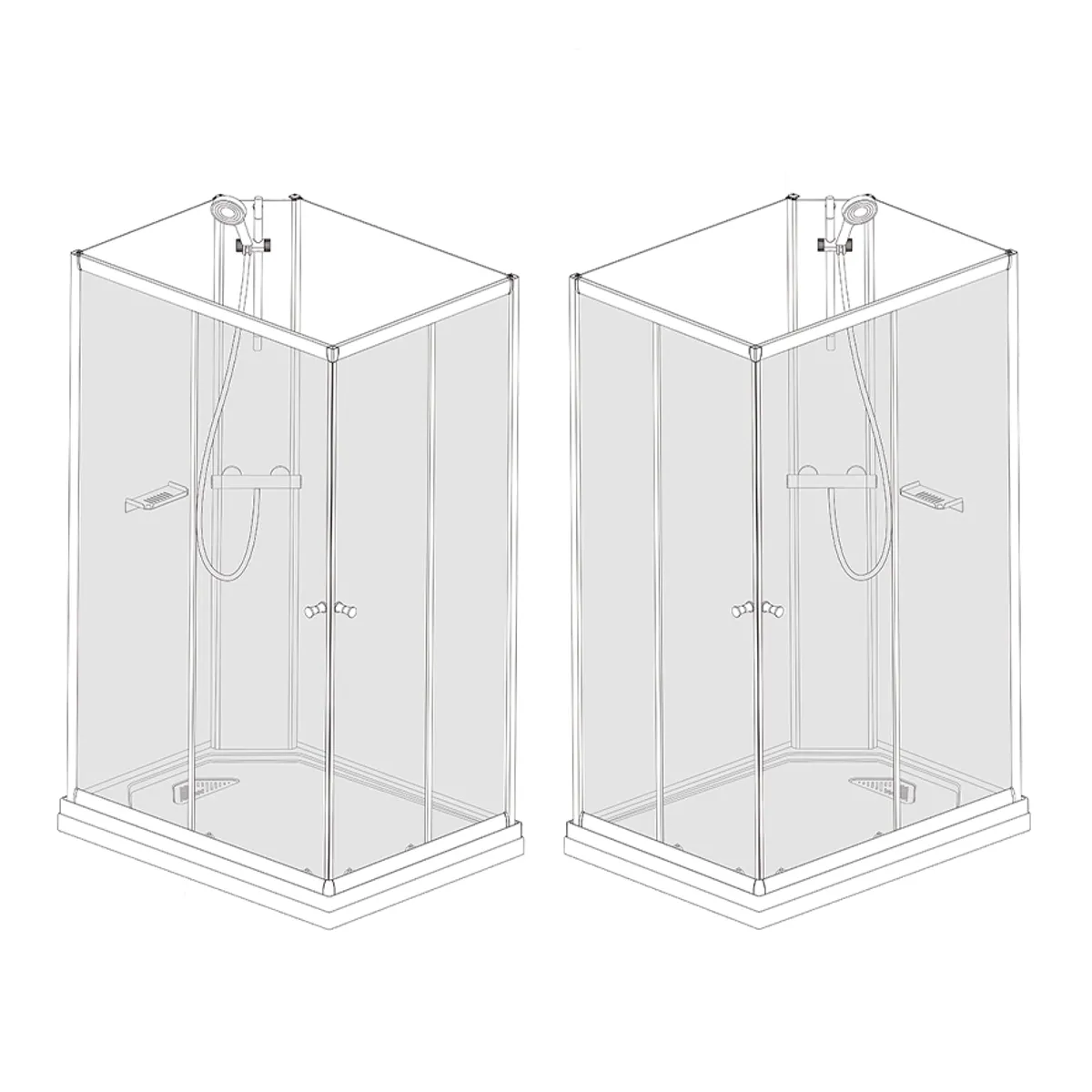 Badnor Nordica White lux 8-1 dusjkabinett 100x80cm m/takdusjsett