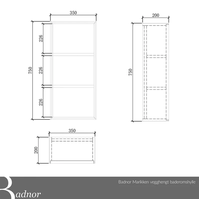 Badnor Marikken 120+35cm mbl.pk. (2322) Sandy speil