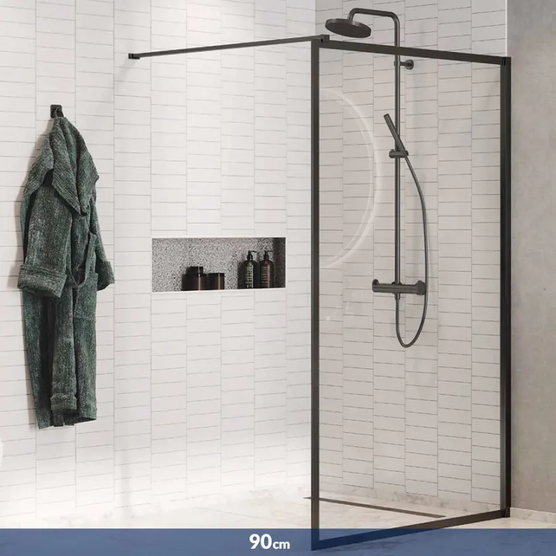Matrix Walk-in fastfelt med sort ramme 90cm