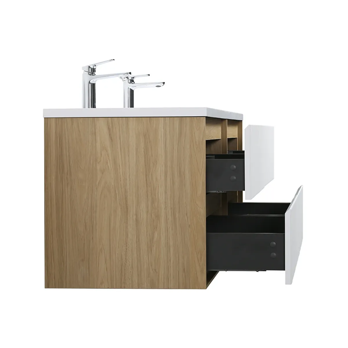 Badnor Marikken 150cm servantskap i LYS EIK/HVIT SPILE, m/hvit servant