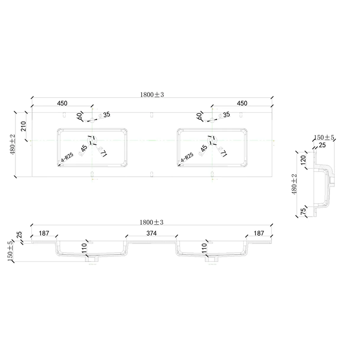 Badnor Marikken 180cm mbl.pk. (2511) Lilly speilskap