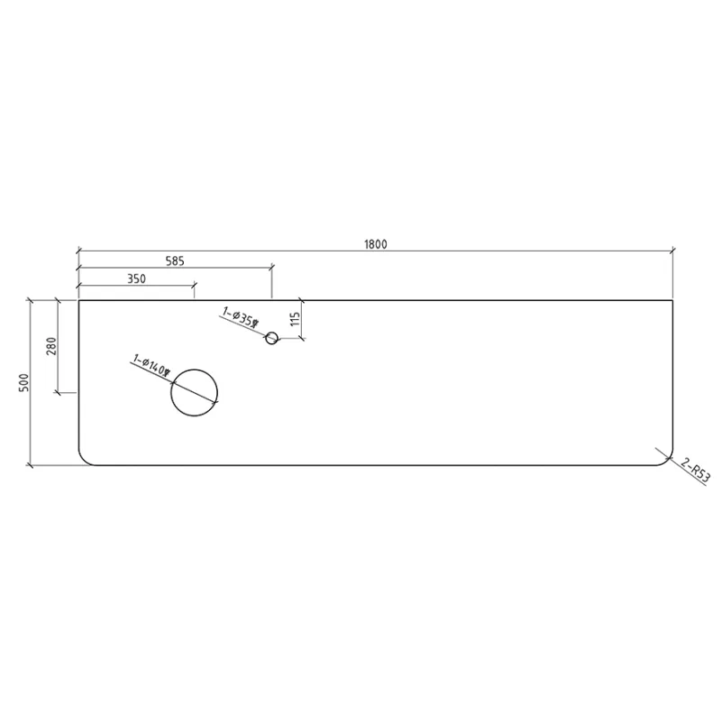 Badnor Mabelle 180cm silkestein benkeplate/topplate VENSTRE