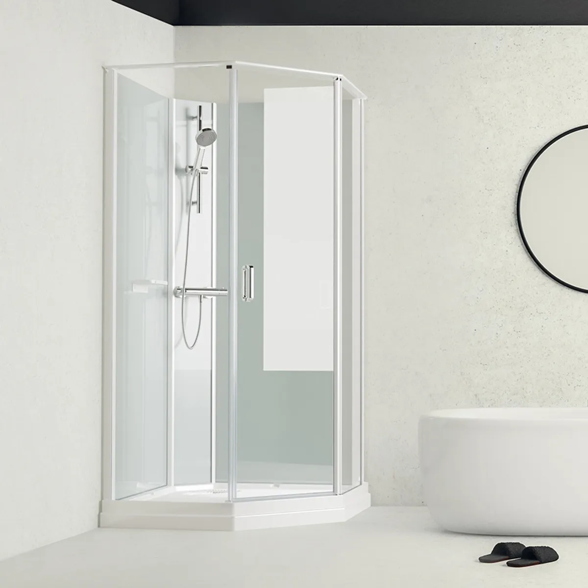 Badnor Nordica White lux 7-3 dusjkabinett 100x100cm m/dusjsett