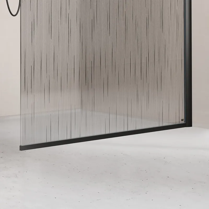 Badnor Shildon dusjvegg/walk-in hjørne - MATT SORT - TINTED HARMONY glassfelt - 125cm