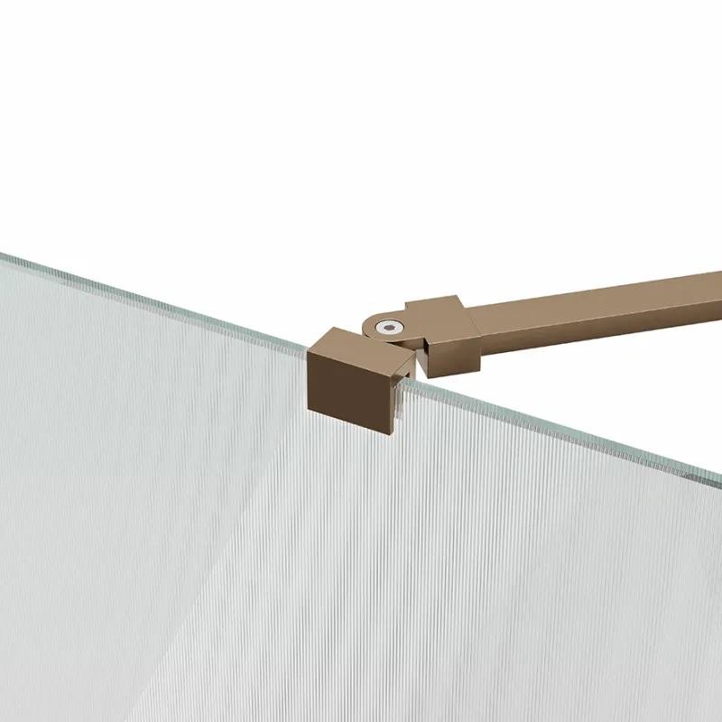 Badnor Shildon dusjvegg/walk-in hjørne - BØRSTET KOBBER - FLUTED glassfelt - 125cm