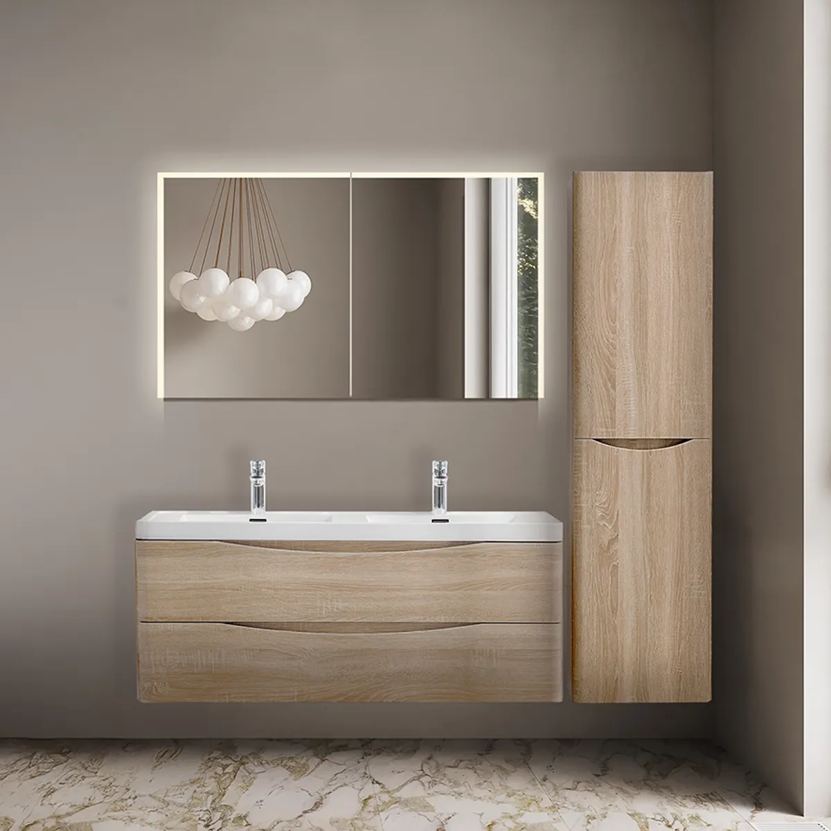 Badnor Mette 120cm dobbel +40cm mbl.lpk (50102) Linnie speilsk