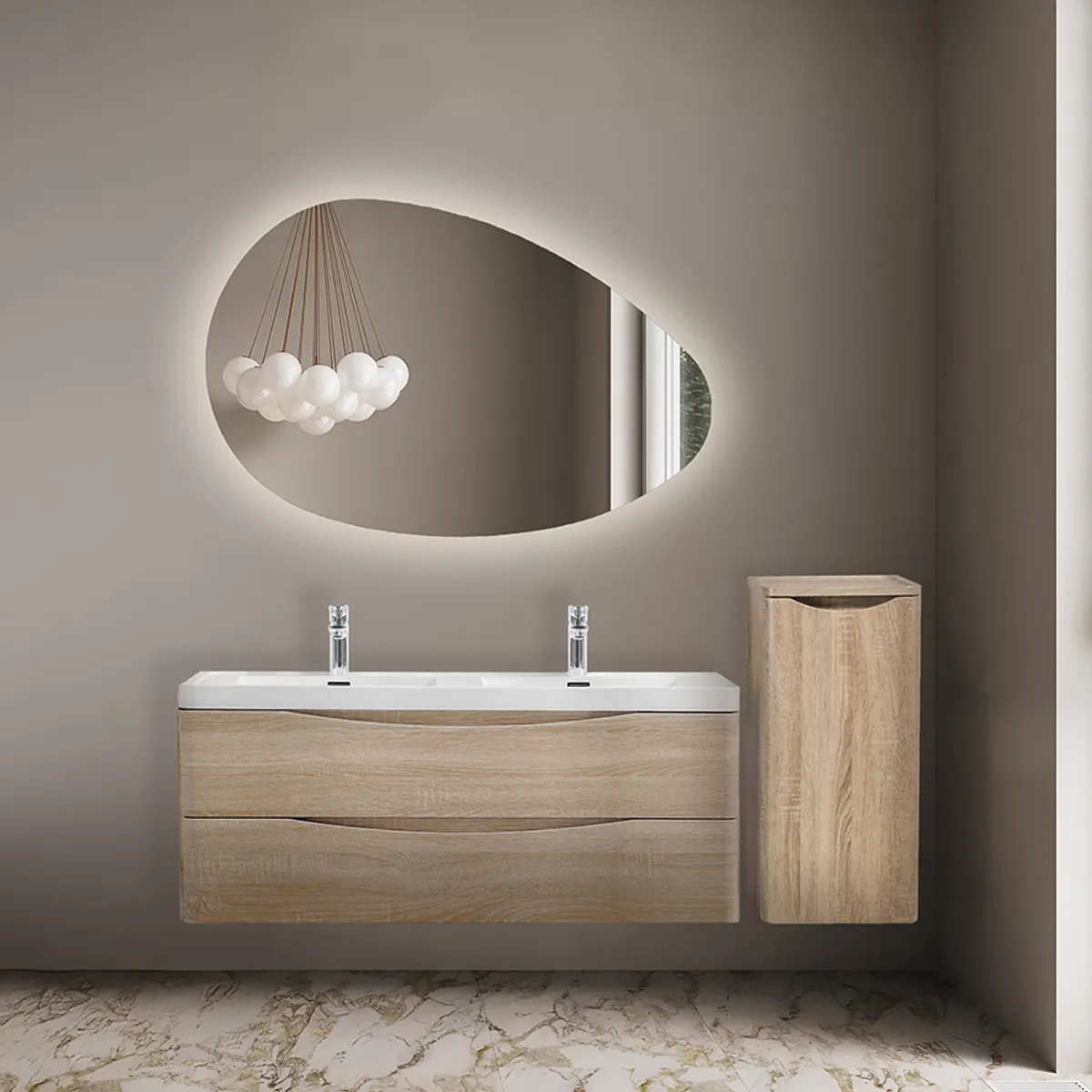 Badnor Mette 120cm dobbel +35cm mbl.lpk (50014) Lucy speil