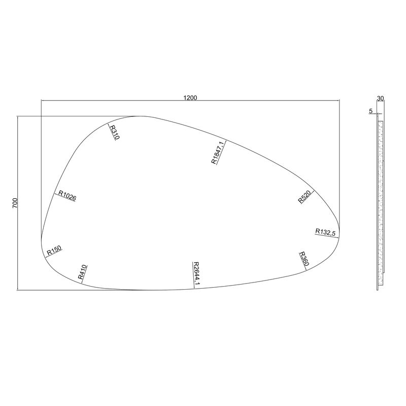 Badnor Sandy baderomsspeil (120cm) m/LED-belysning - asymmetrisk