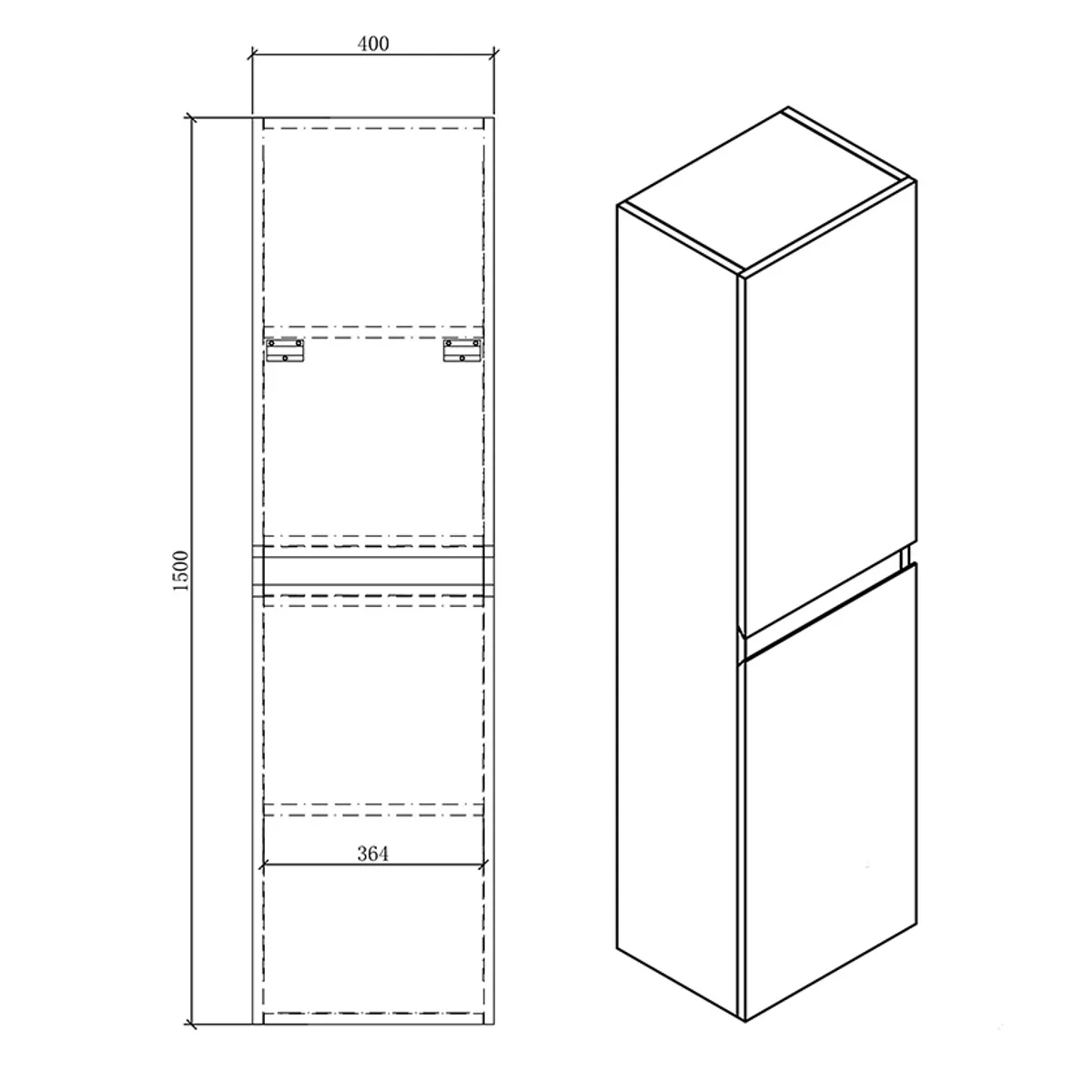 Badnor Melin 70cm+40cm møbelpakke (5141) Leon speilskap