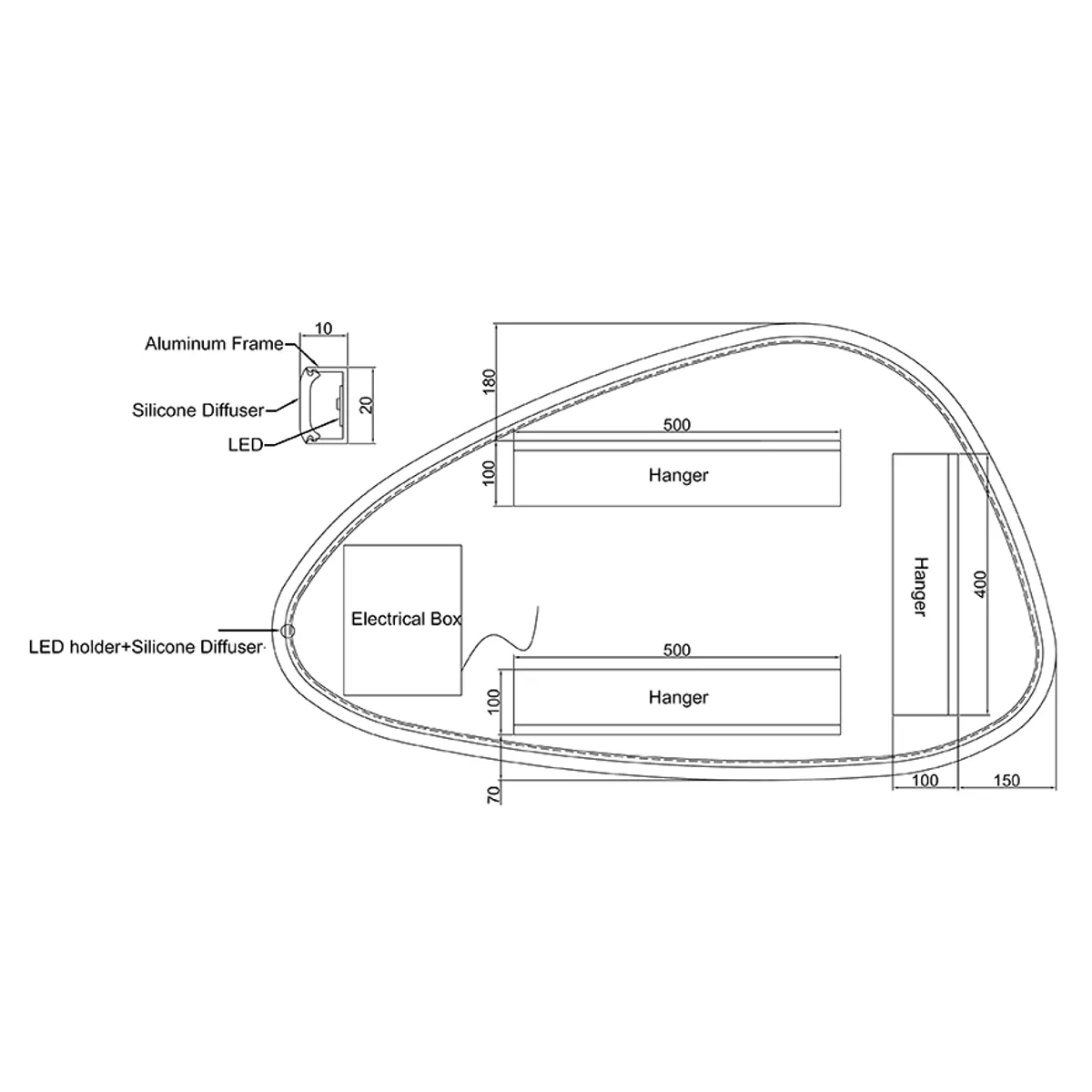 Badnor Marikken 120cm mbl.pk. (2321) Sandy speil