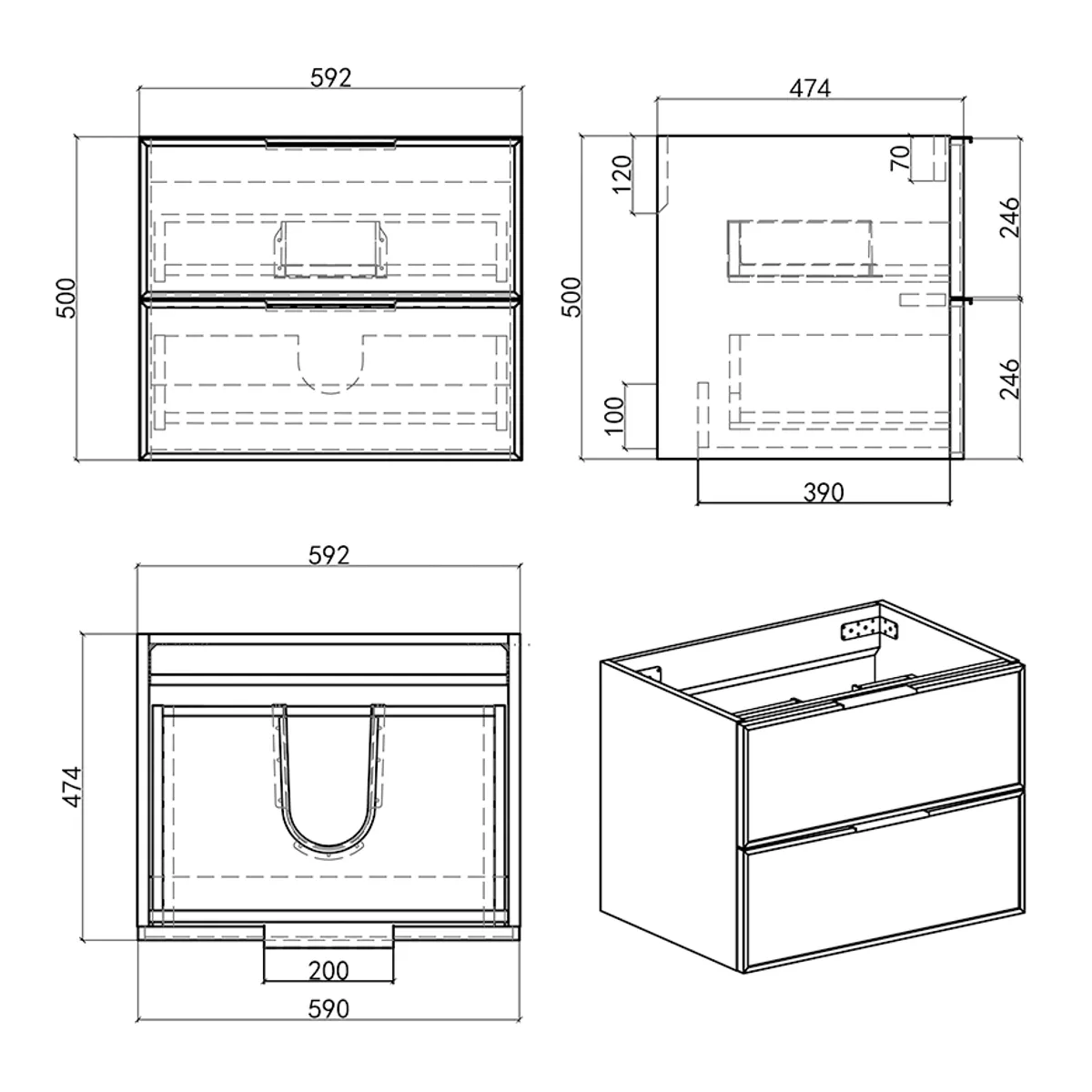Badnor Melissa 60+40cm mbl.pk (98131) Live speilskap m/lys