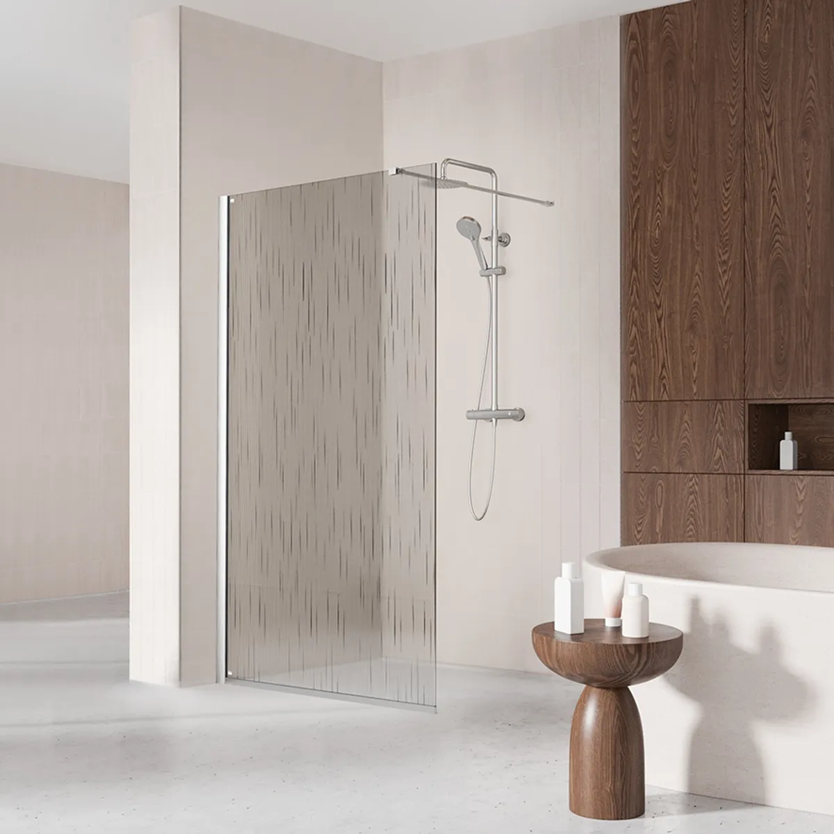 Badnor Shildon dusjvegg/walk-in hjørne - KROM - TINTED HARMONY glassfelt - 110cm