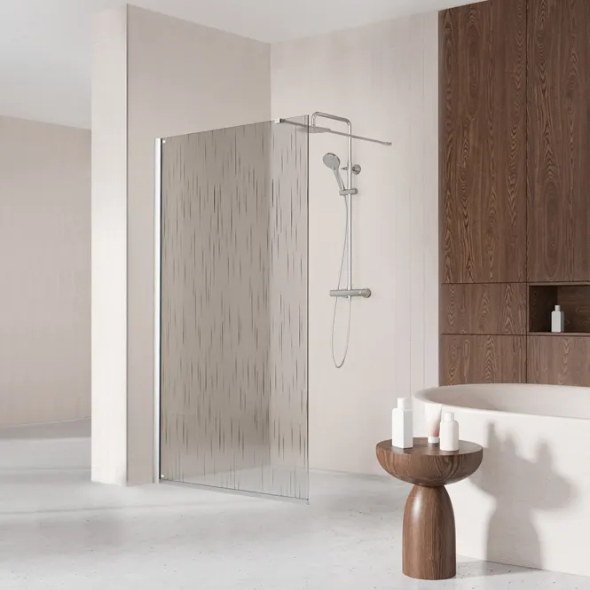 Hovedbilde Badnor Shildon dusjvegg/walk-in hjørne - KROM - TINTED HARMONY glassfelt - 110cm