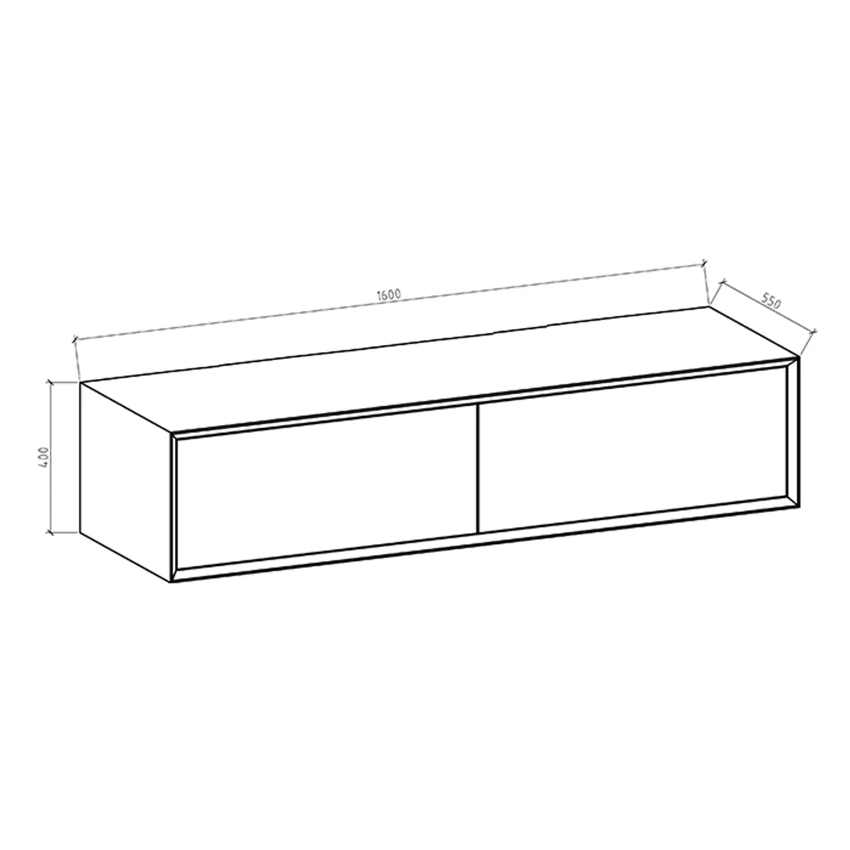 Melodina HVIT/LYS EIK 160cm servantskap - UTEN servanter