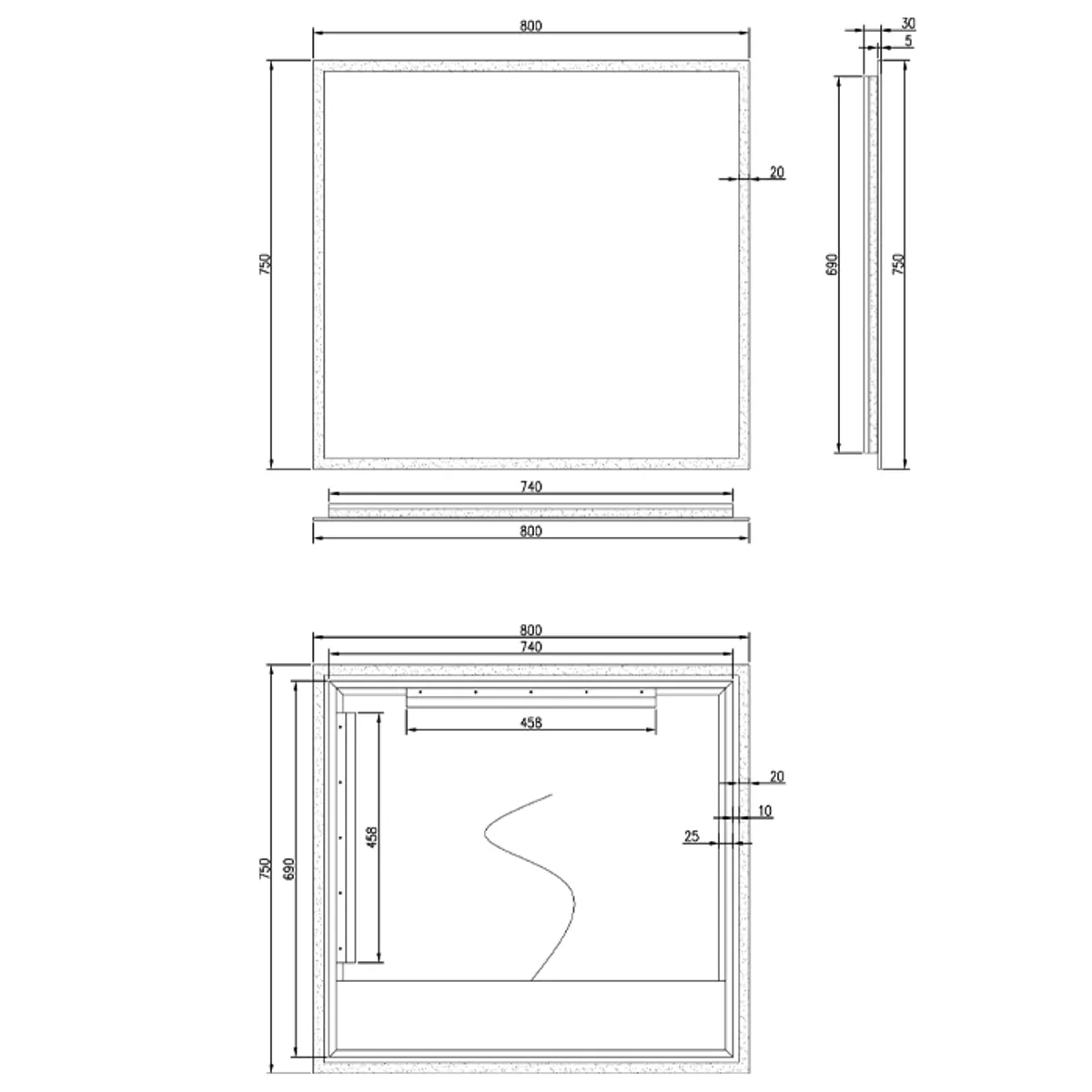 Badnor Maiken 80+40cm mbl.pk (9416) Lotte speil m/lys