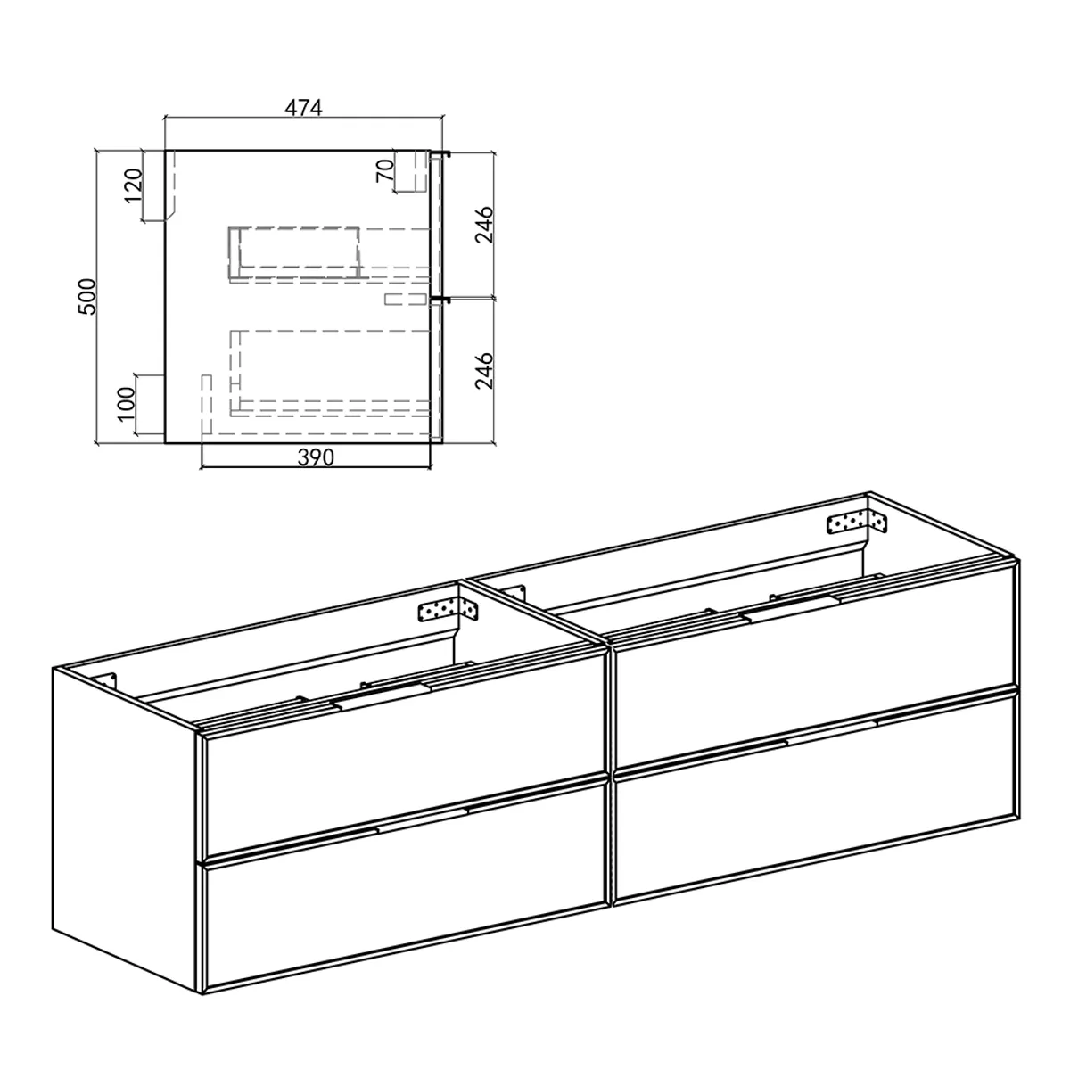 Badnor Melissa 180+40cm mbl.pk (98731) Sienna speil m/lys