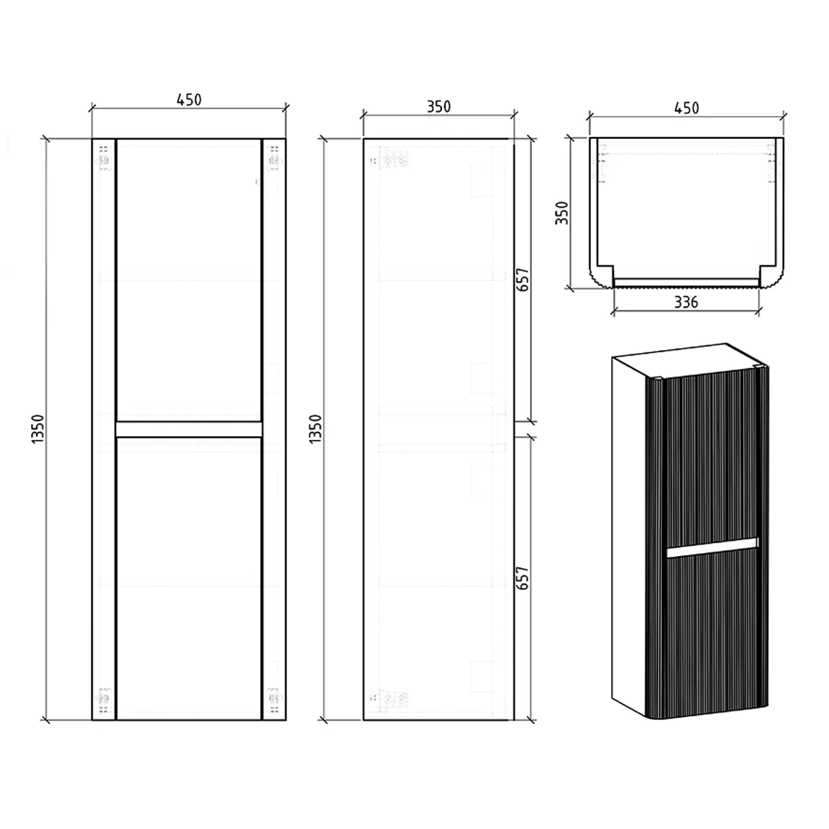 Badnor Mabelle140+40cm (VENSTRE) mbl.pk (9712) Lone speil