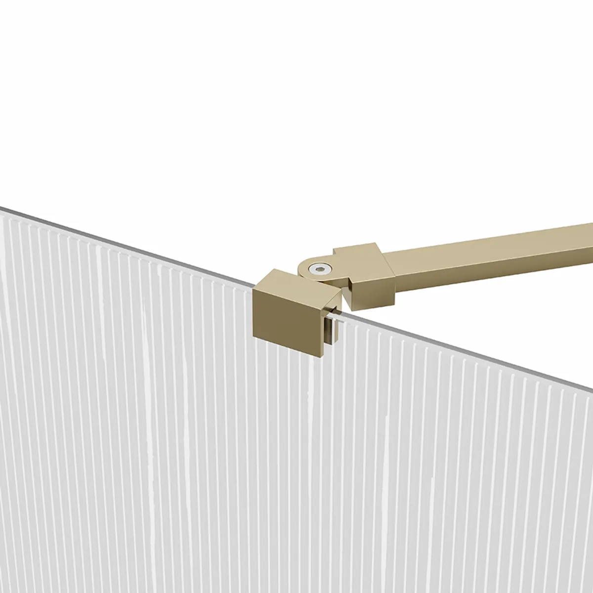 Badnor Shildon dusjvegg/walk-in hjørne - BØRSTET GULL - WHITE STRING glassfelt - 125cm