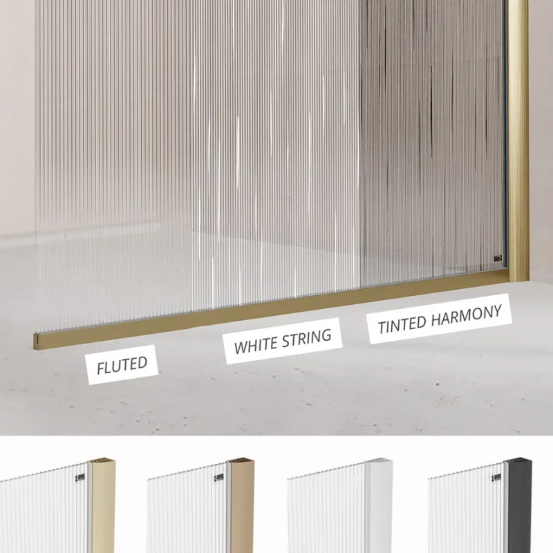 Badnor Shildon dusjvegg/walk-in hjørne - KROM - WHITE STRING glassfelt - 125cm