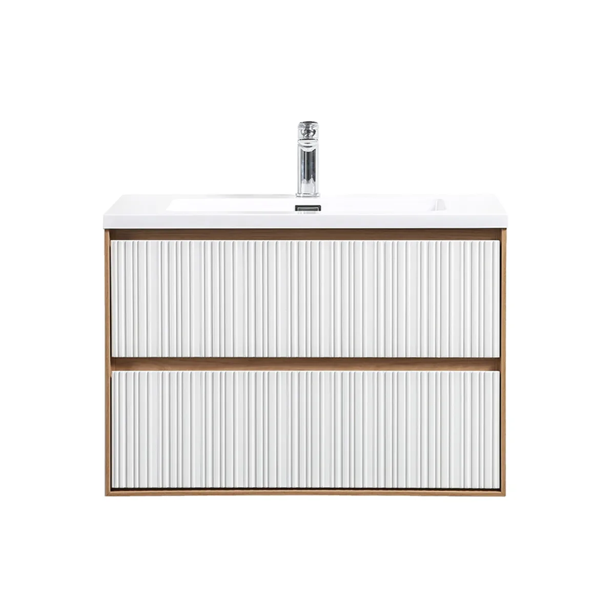 Badnor Marikken 75cm servantskap i LYS EIK/HVIT SPILE, m/hvit servant